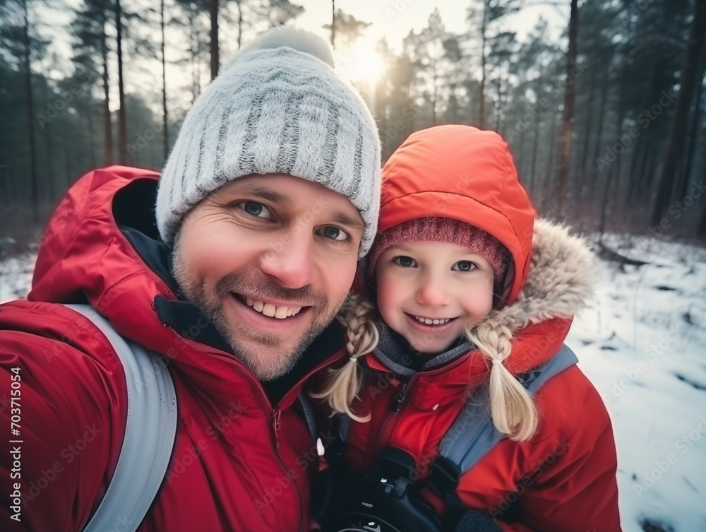 Happy family closeup in winter time Happy family closeup in winter time