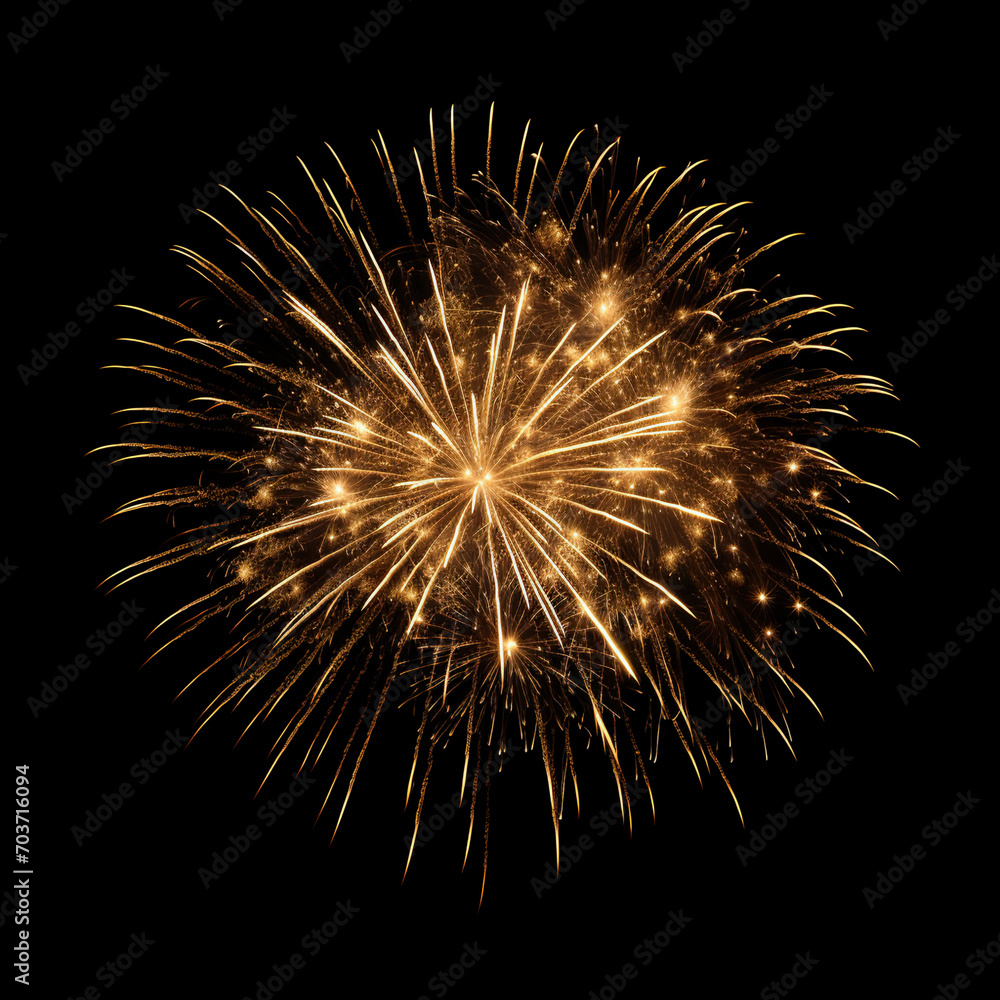 golden firework on black background, AI Generative. golden firework on black background, AI Generative.