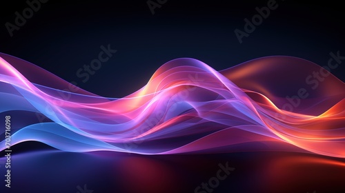 Colorful translucent light waves on dark background