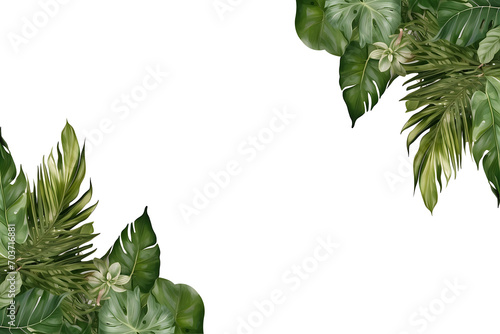 Tropical palm leaves background texture or pattern. Generative AI