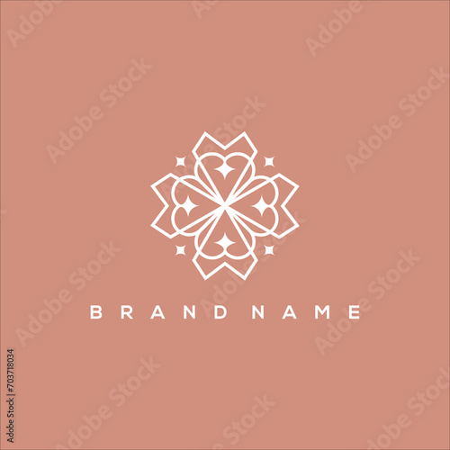 dental and heart ornament line art logo vector