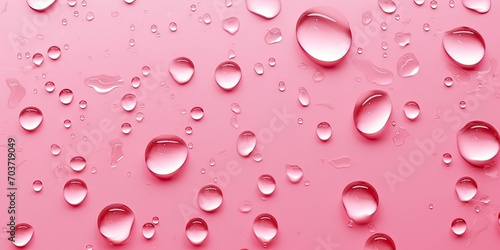 Rain drop on pink background, a close up of water droplets on pink surface , Water Drops on a Window, depicts rain droplets on glass..for nature, weather, and environmental designs.