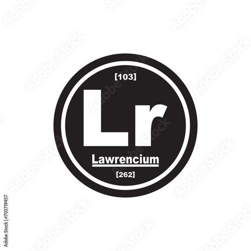 Lawrencium chemistry icon,chemical element in the periodic table