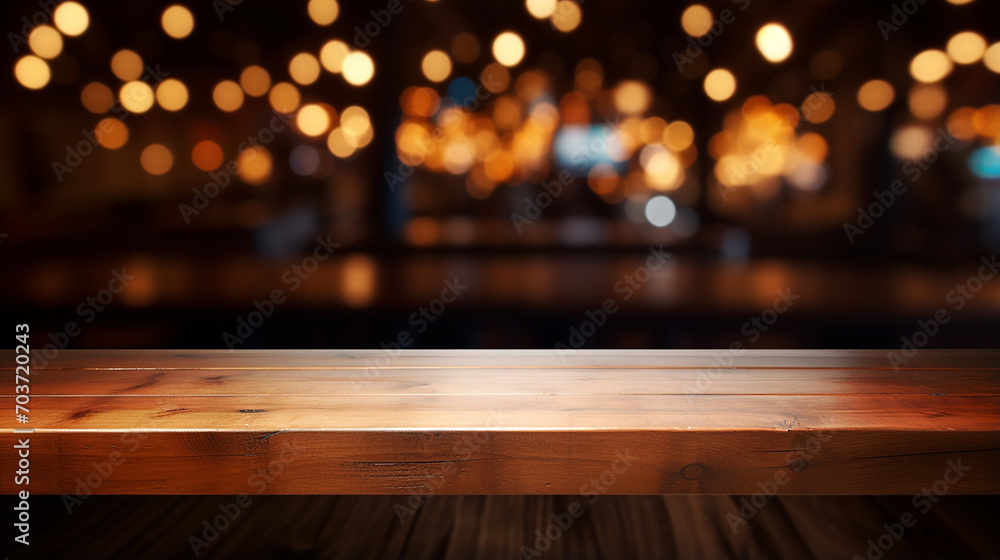 empty real wood table top with light reflection on scene at restaurant empty real wood table top with light reflection on scene at restaurant