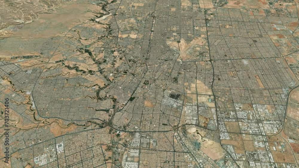 Vidéo Stock Satellite Riyadh map background loop. Spinning around Saudi ...