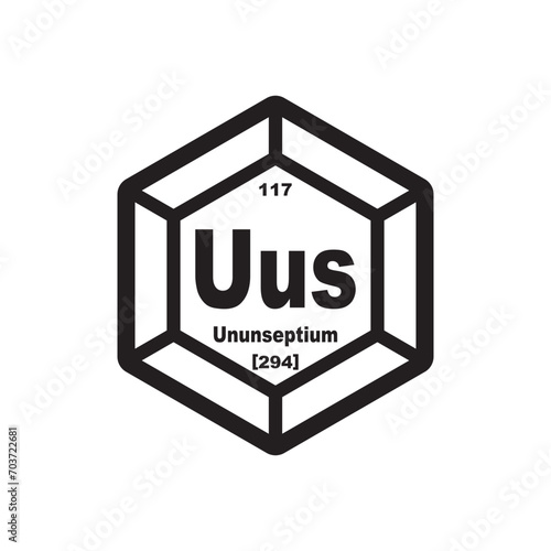 Ununseptium chemistry icon,chemical element in the periodic table
