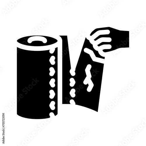 hand tearing paper towel glyph icon vector. hand tearing paper towel sign. isolated symbol illustration