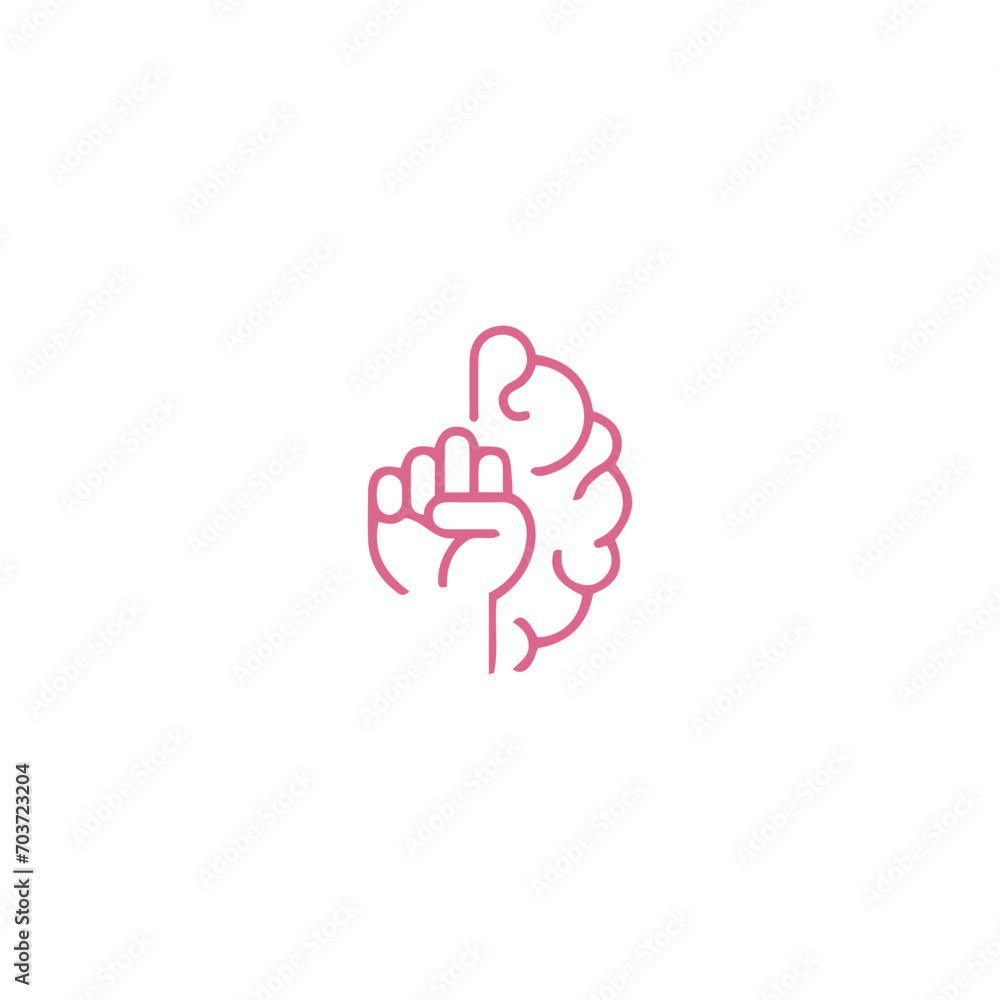 Brain power, willpower, strong mind concept, raised hand fish with brain. Vector icon logo template Brain power, willpower, strong mind concept, raised hand fish with brain. Vector icon logo template
