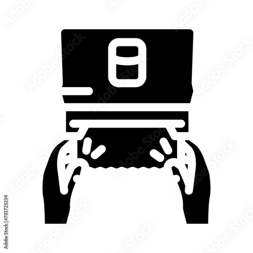 paper cut towel hand glyph icon vector. paper cut towel hand sign. isolated symbol illustration