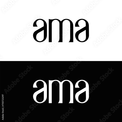AMA logo. AMA set , A M A design. White AMA letter. AMA, A M A letter logo design. Initial letter AMA letter logo set, linked circle uppercase monogram logo. A M A letter logo vector design.	
