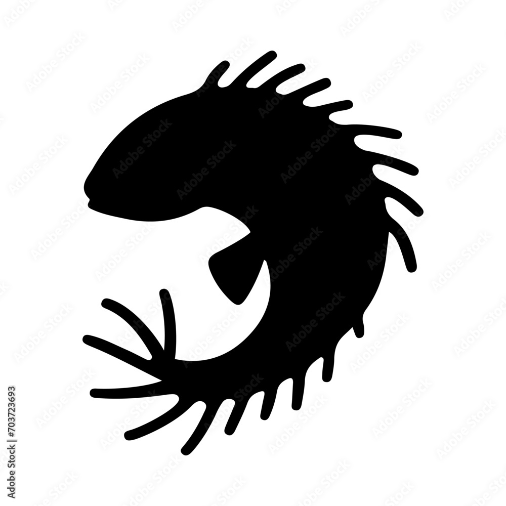 Fototapeta premium Tropical Fish Silhouette Illustration On Isolated Background