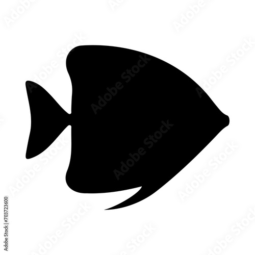 Tropical Fish Silhouette Illustration On Isolated Background