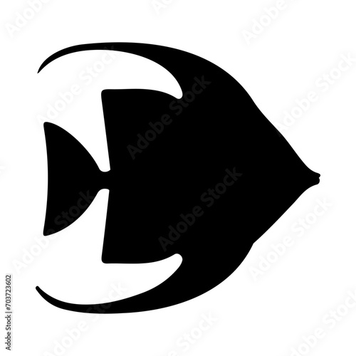 Tropical Fish Silhouette Illustration On Isolated Background