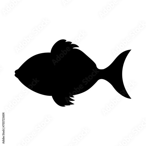 Tropical Fish Silhouette Illustration On Isolated Background
