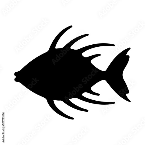 Tropical Fish Silhouette Illustration On Isolated Background