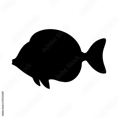 Tropical Fish Silhouette Illustration On Isolated Background