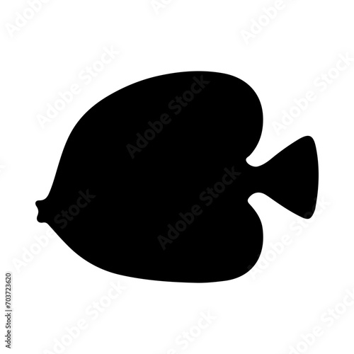 Tropical Fish Silhouette Illustration On Isolated Background