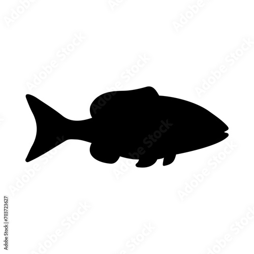 Tropical Fish Silhouette Illustration On Isolated Background