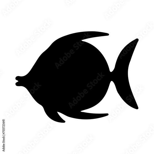 Tropical Fish Silhouette Illustration On Isolated Background