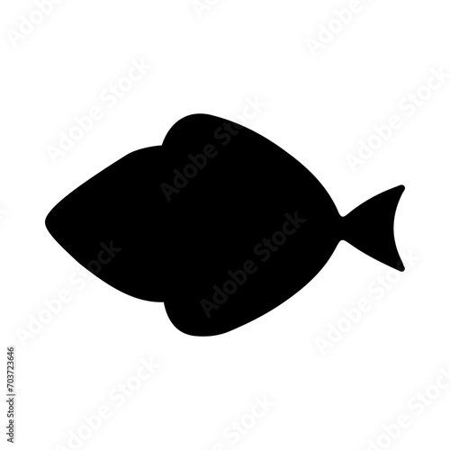 Tropical Fish Silhouette Illustration On Isolated Background