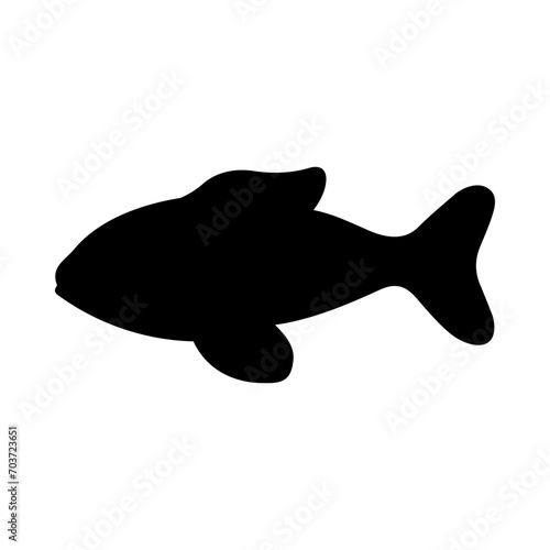 Tropical Fish Silhouette Illustration On Isolated Background