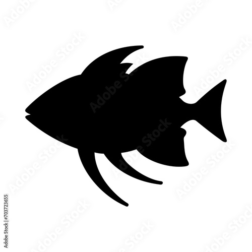 Tropical Fish Silhouette Illustration On Isolated Background