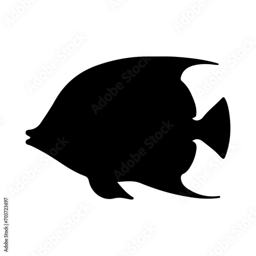 Tropical Fish Silhouette Illustration On Isolated Background