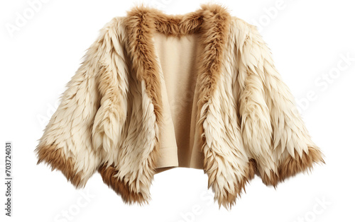 Unveiling the Faux Fur-Trimmed Cardigan Chic Isolated on Transparent Background PNG.