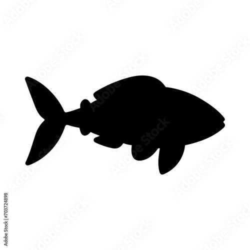 Tropical Fish Silhouette Illustration On Isolated Background