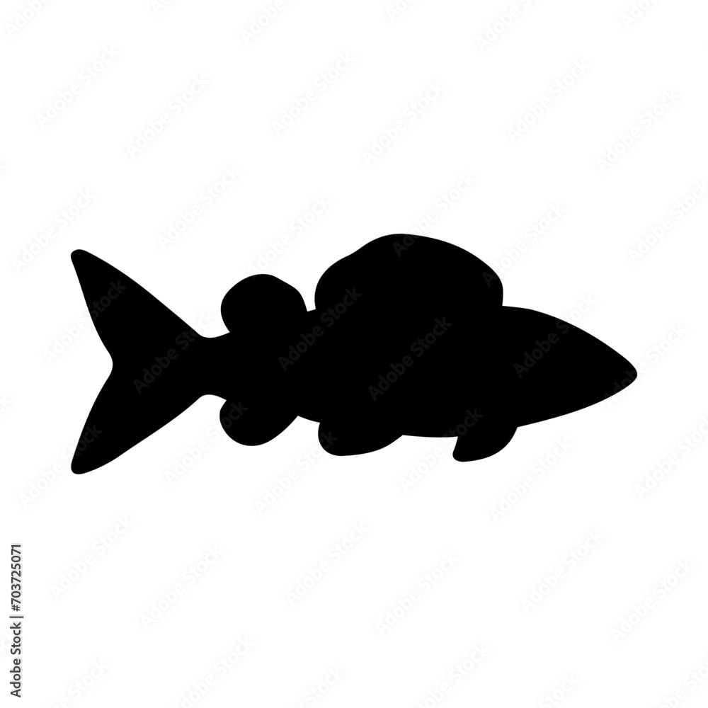 Tropical Fish Silhouette Illustration On Isolated Background