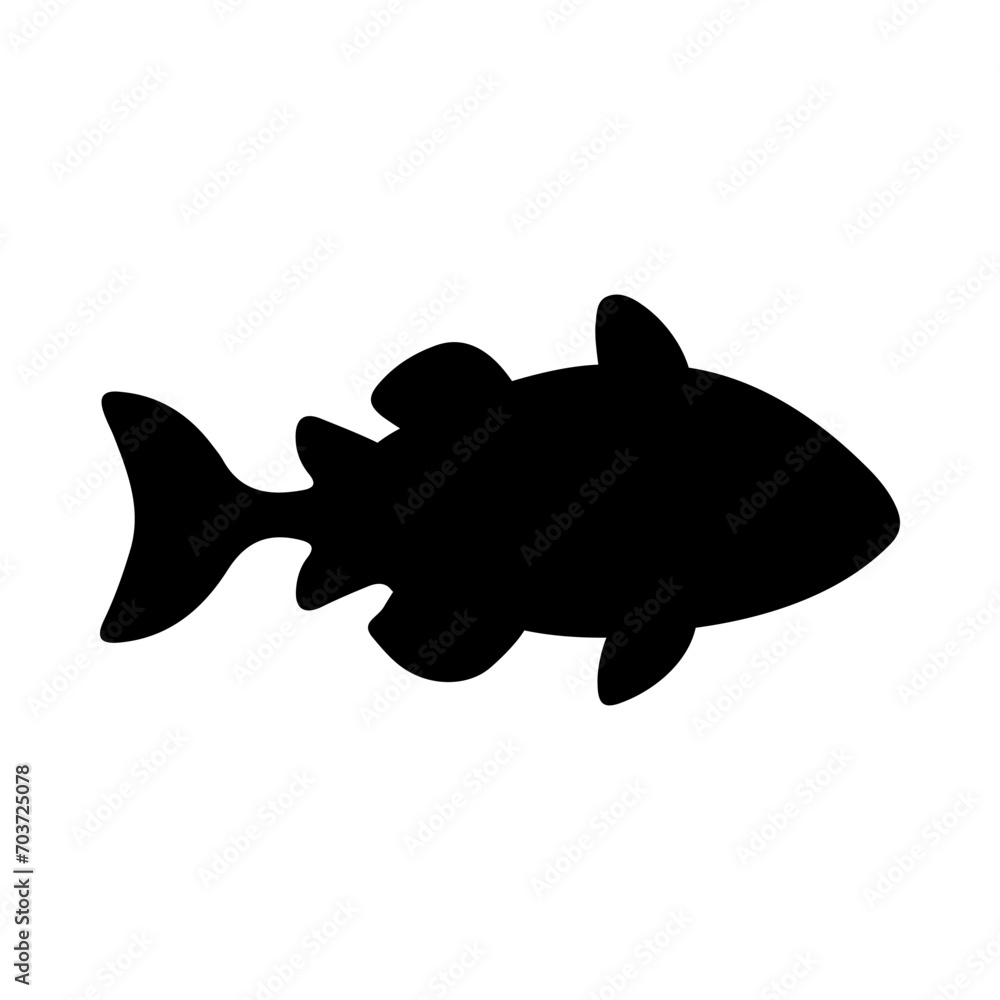 Tropical Fish Silhouette Illustration On Isolated Background Tropical Fish Silhouette Illustration On Isolated Background