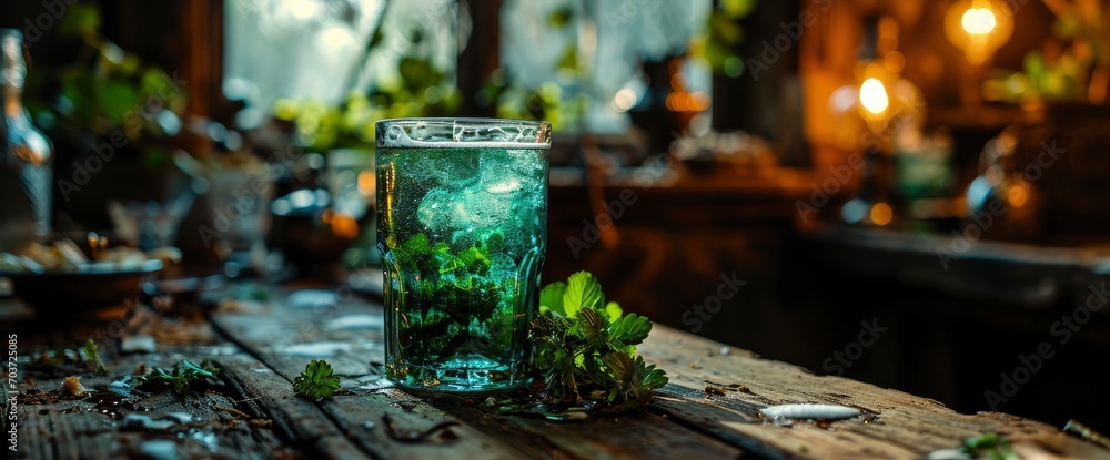 Glasses Green Beer On Wooden Table, HD, Background Wallpaper, Desktop Wallpaper