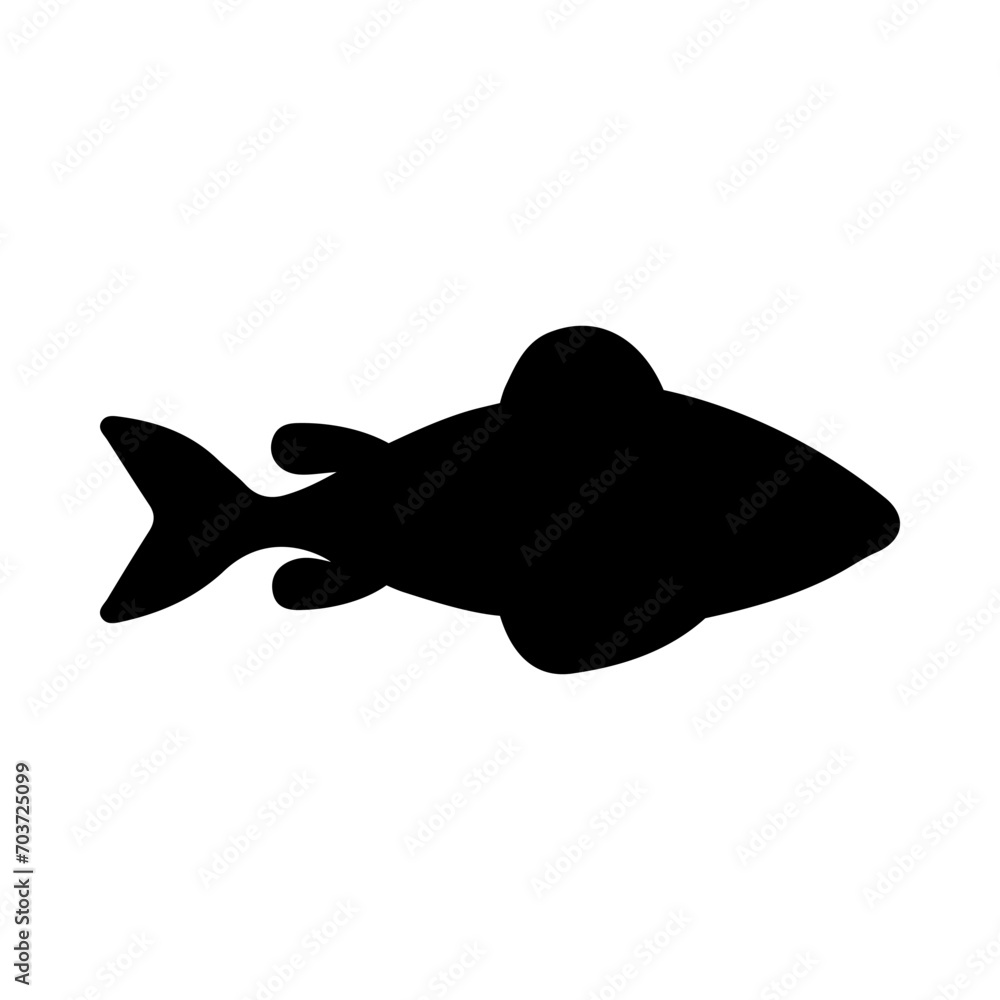 Tropical Fish Silhouette Illustration On Isolated Background Tropical Fish Silhouette Illustration On Isolated Background