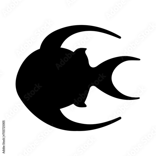 Tropical Fish Silhouette Illustration On Isolated Background