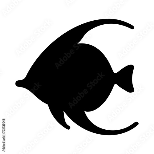 Tropical Fish Silhouette Illustration On Isolated Background