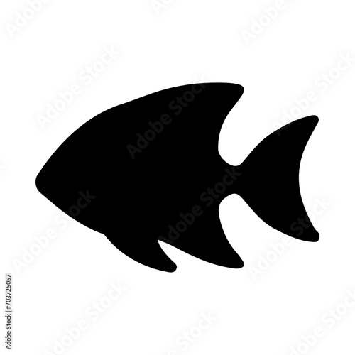 Tropical Fish Silhouette Illustration On Isolated Background