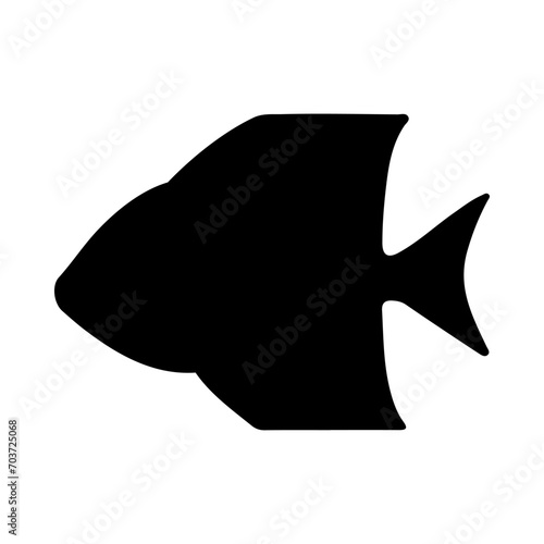 Tropical Fish Silhouette Illustration On Isolated Background