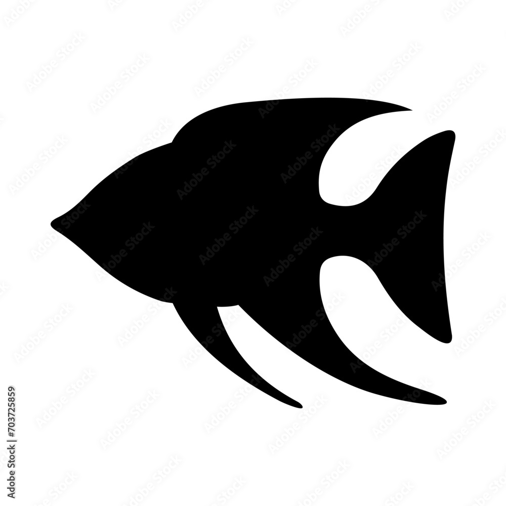 Tropical Fish Silhouette Illustration On Isolated Background Tropical Fish Silhouette Illustration On Isolated Background