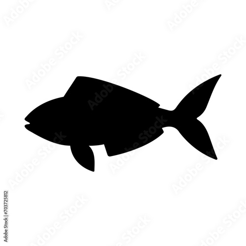 Tropical Fish Silhouette Illustration On Isolated Background