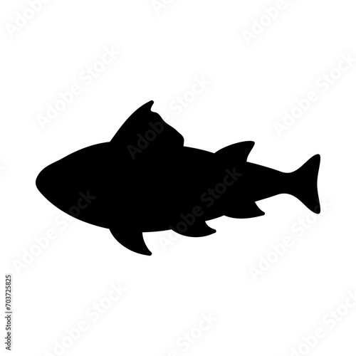 Tropical Fish Silhouette Illustration On Isolated Background