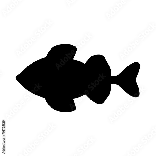 Tropical Fish Silhouette Illustration On Isolated Background