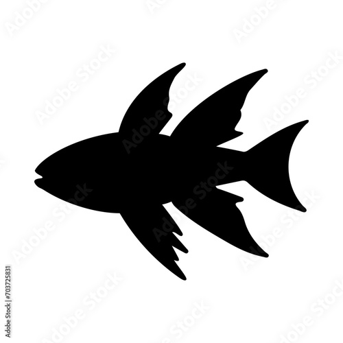 Tropical Fish Silhouette Illustration On Isolated Background