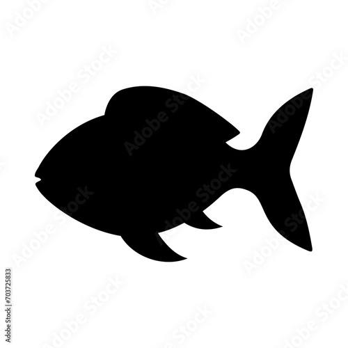 Tropical Fish Silhouette Illustration On Isolated Background