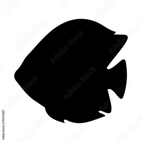 Tropical Fish Silhouette Illustration On Isolated Background