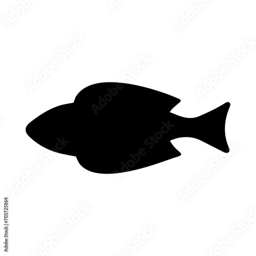 Tropical Fish Silhouette Illustration On Isolated Background