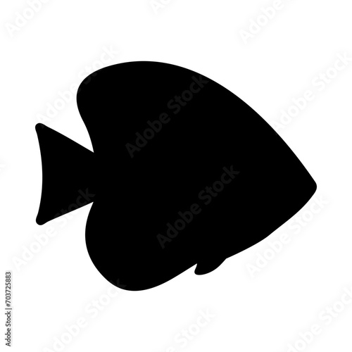 Tropical Fish Silhouette Illustration On Isolated Background