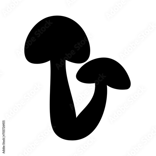 Mushrooms Silhouette Illustration On Isolated Background