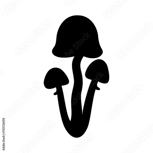 Mushrooms Silhouette Illustration On Isolated Background