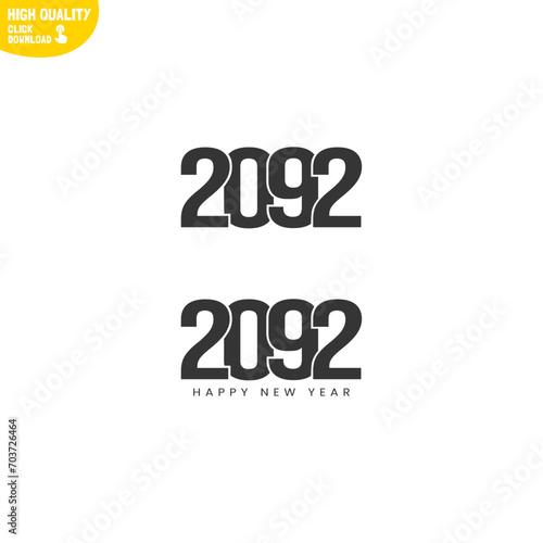 Creative Happy New Year 2092 Logo Design