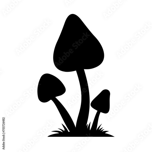 Mushrooms Silhouette Illustration On Isolated Background